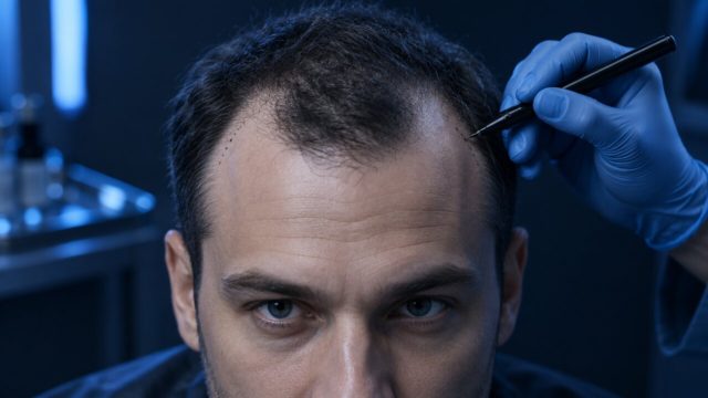 Micropigmentation du cuir chevelu ou greffe capillaire pour les zones dégarnies de la ligne frontale