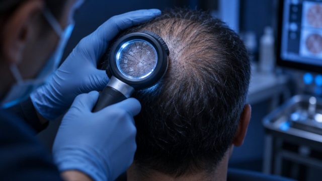 White Scabs on the Scalp Before Hair Transplant Surgery