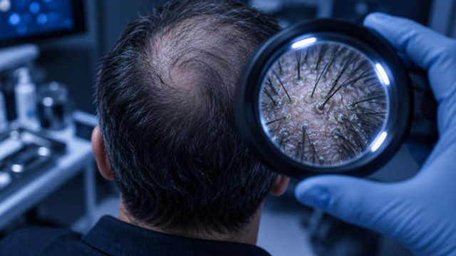 White Waxy Scalp Buildup Before Hair Transplant Surgery