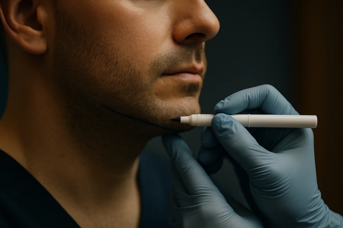 Clinician planning a natural beard outline