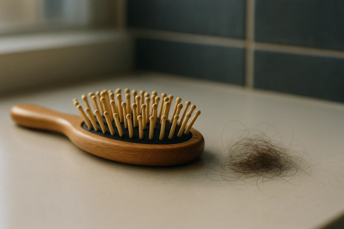 Hairbrush showing diffuse hair shedding