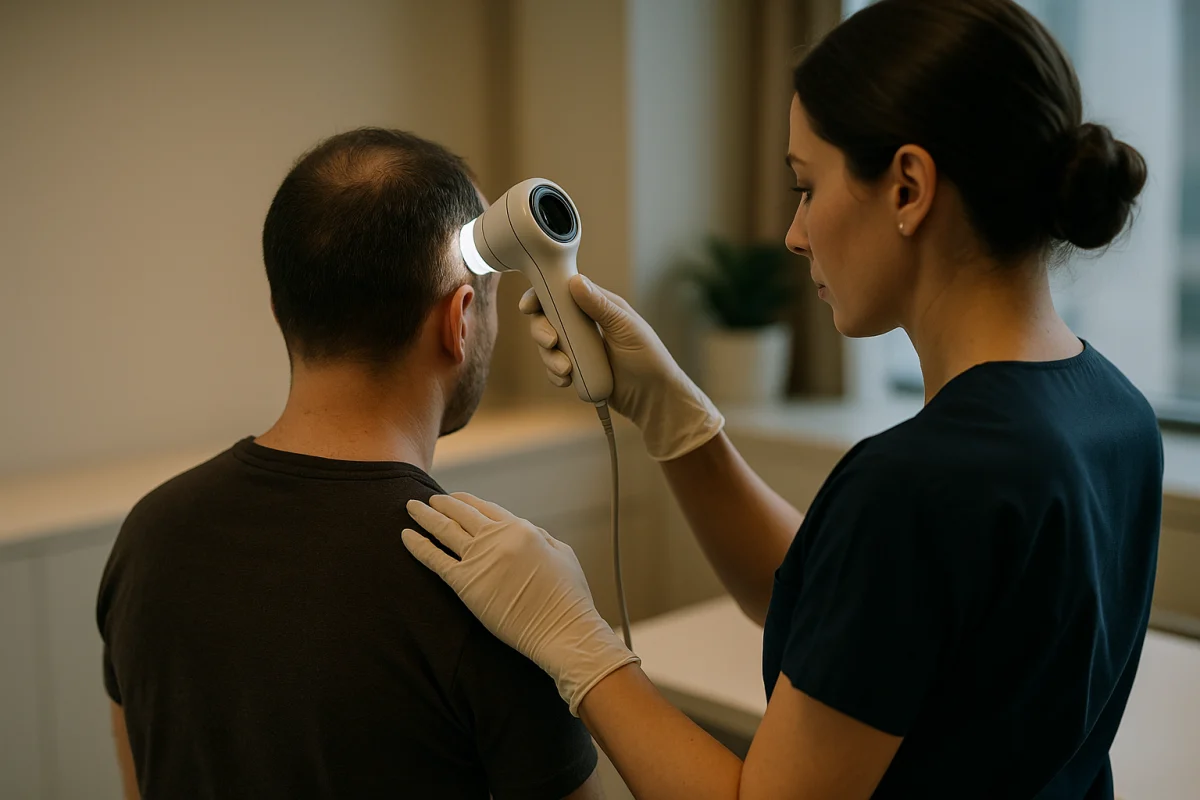 Trichoscopic scalp assessment before transplant planning