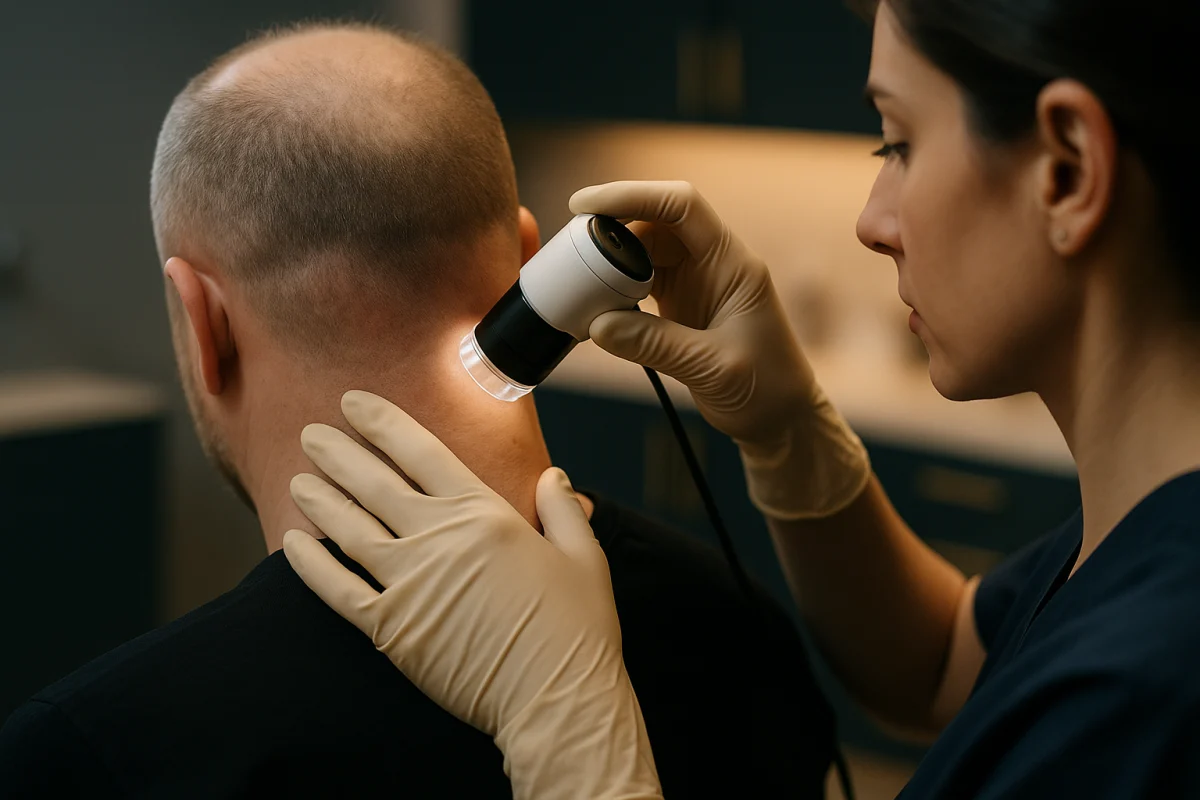 Trichoscopic examination of hair transplant donor area