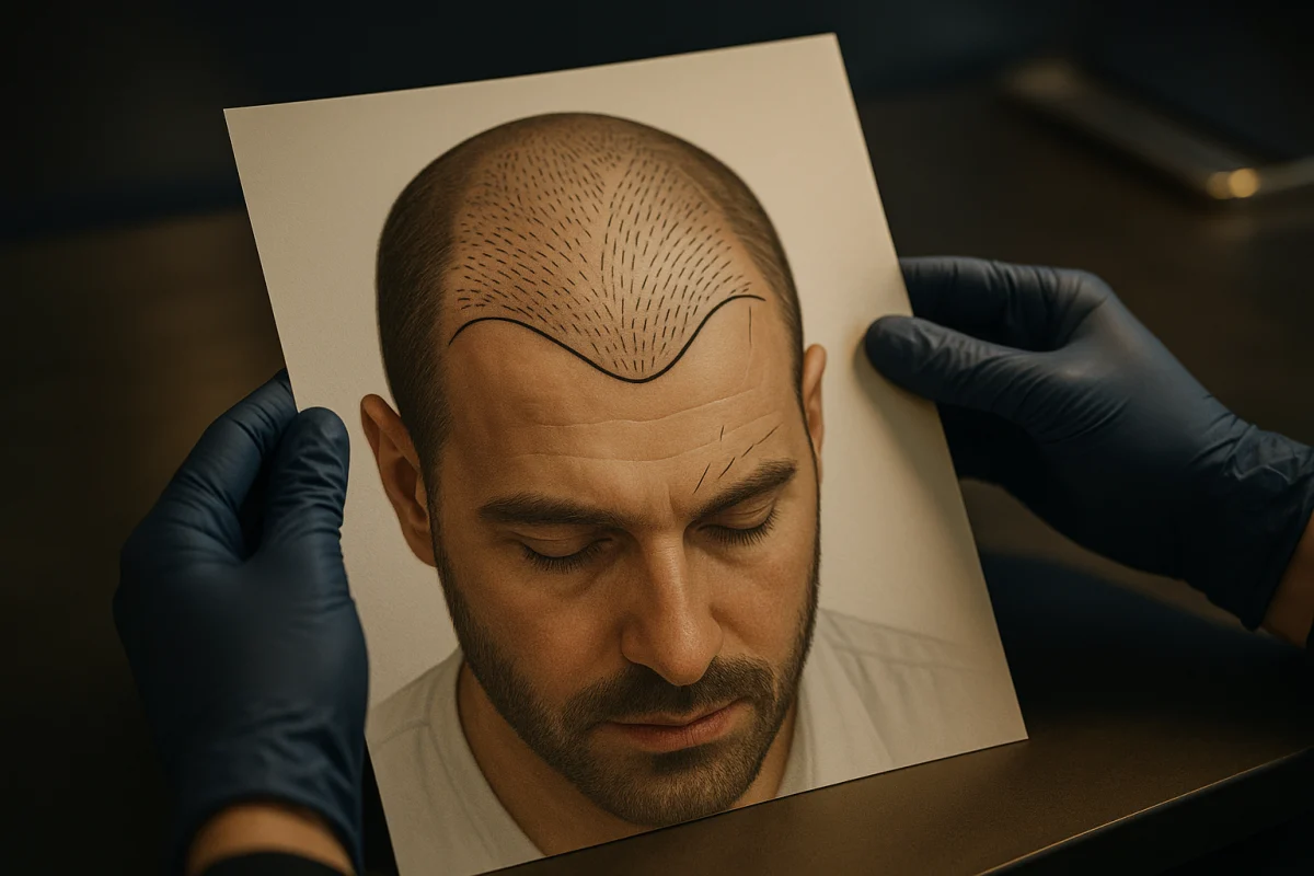 Hairline graft placement planning illustration