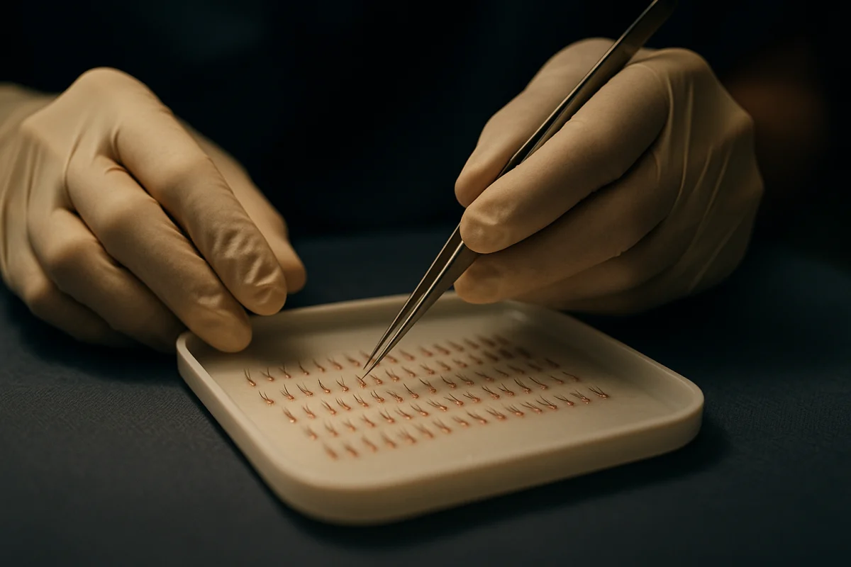 Careful handling of follicular grafts