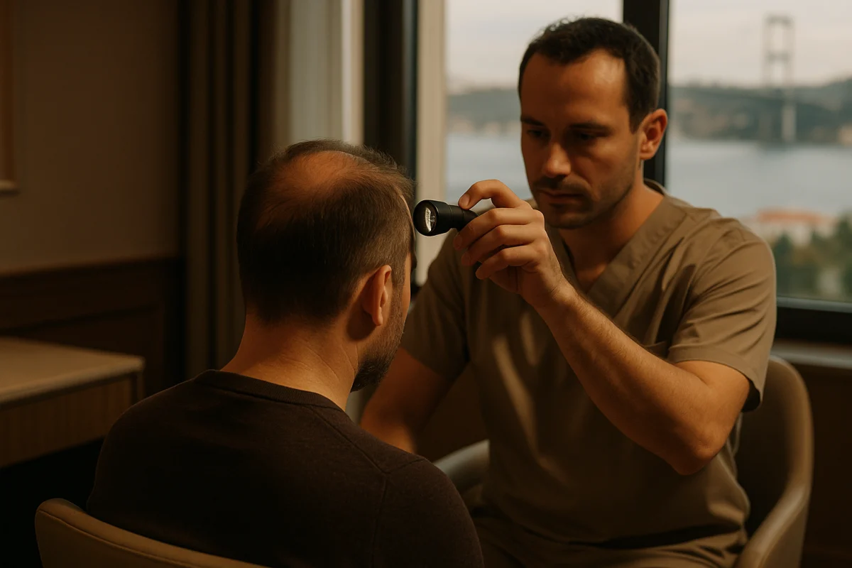 Clinician assessing an anonymous patient’s donor area
