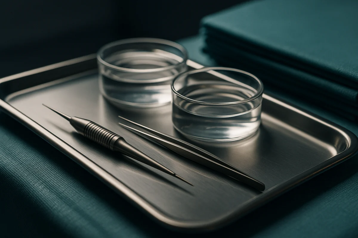 Precision FUE instruments prepared for graft preservation