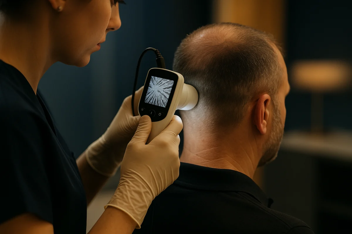 Trichoscopic assessment of the donor area