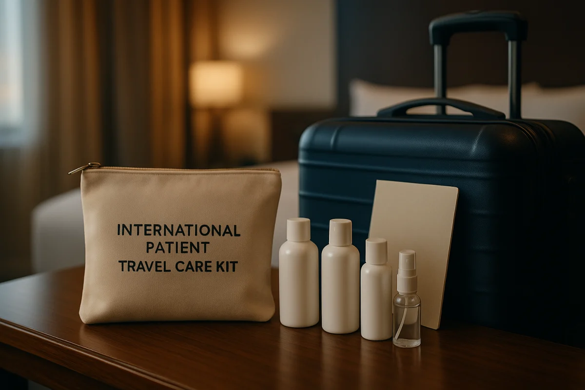 Aftercare kit for international hair restoration patients