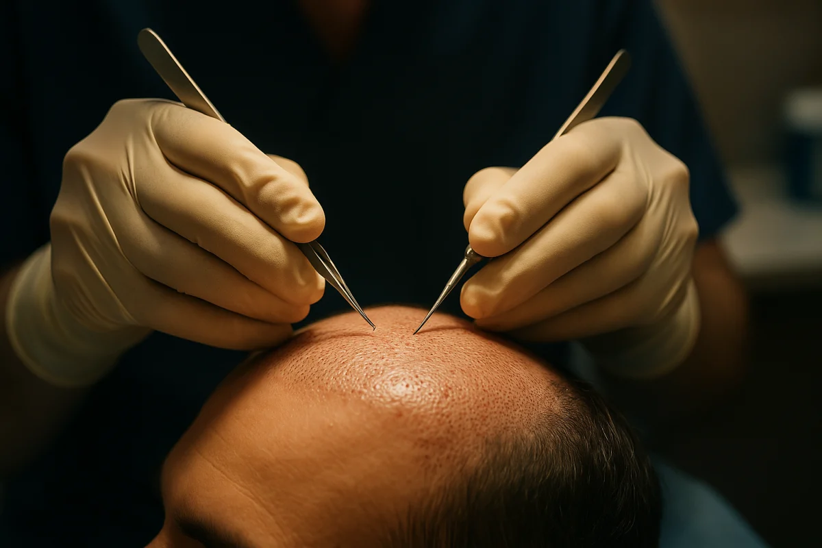 Follicular graft placement in recipient sites