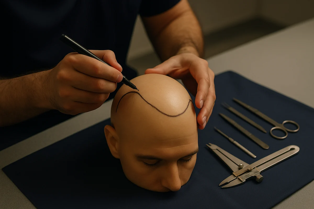 Hairline planning before transplant surgery