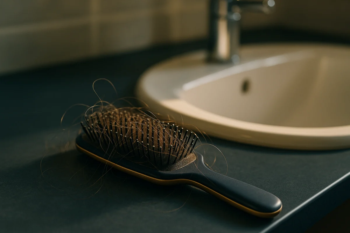 Hair strands on a brush