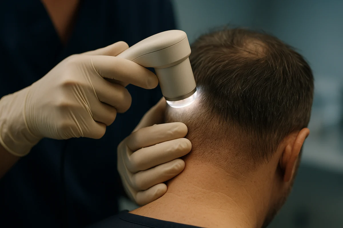 Trichoscopic examination of scalp donor area