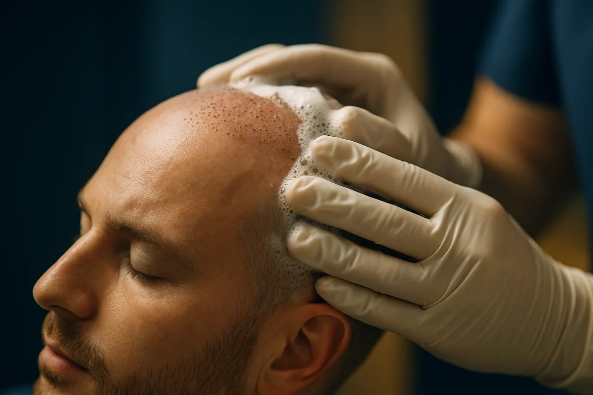Gentle scalp washing after hair transplant