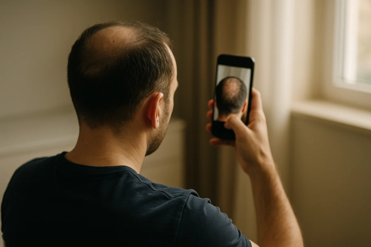 Taking hair transplant progress photographs