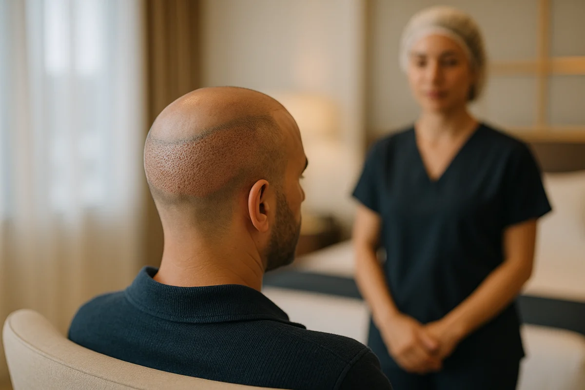 Patient protecting healing grafts during early recovery