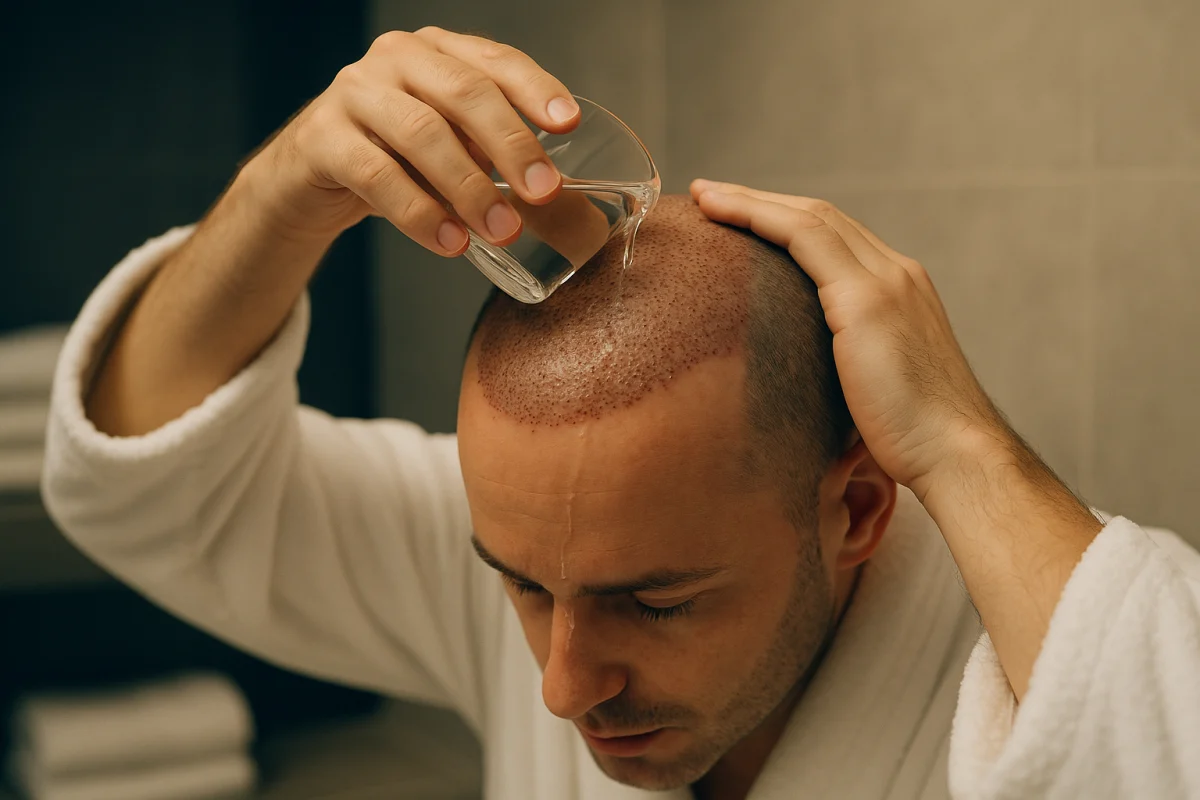Gentle rinsing helps scabs release during recovery