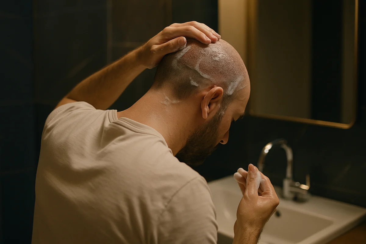 Gentle washing after hair transplant