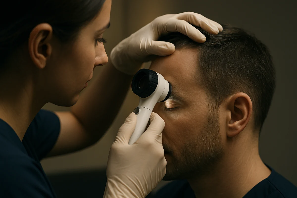 Trichoscopy assessment of a receding temple hairline
