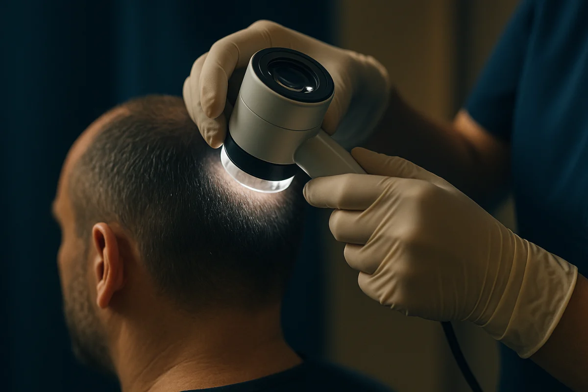 Clinical donor-area assessment with trichoscopy