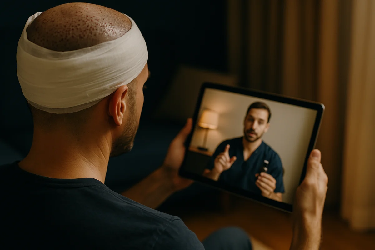 Remote follow-up after hair transplant