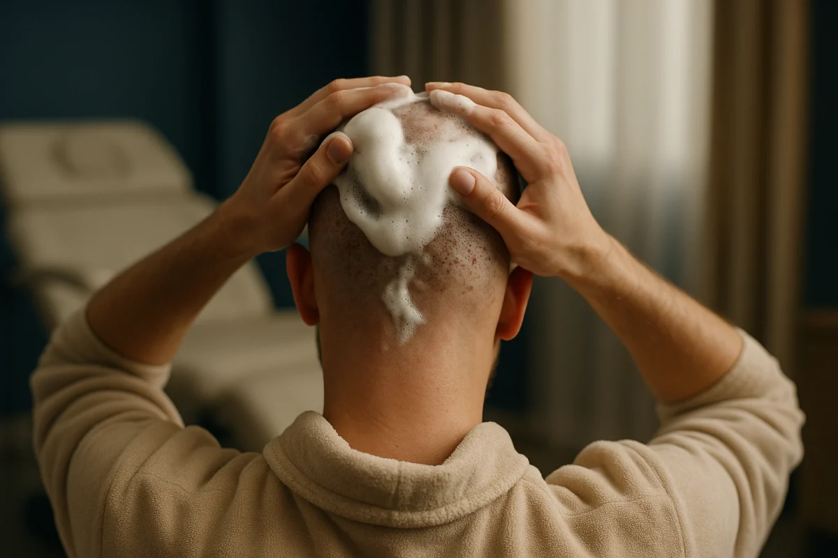 Gentle washing after hair transplant