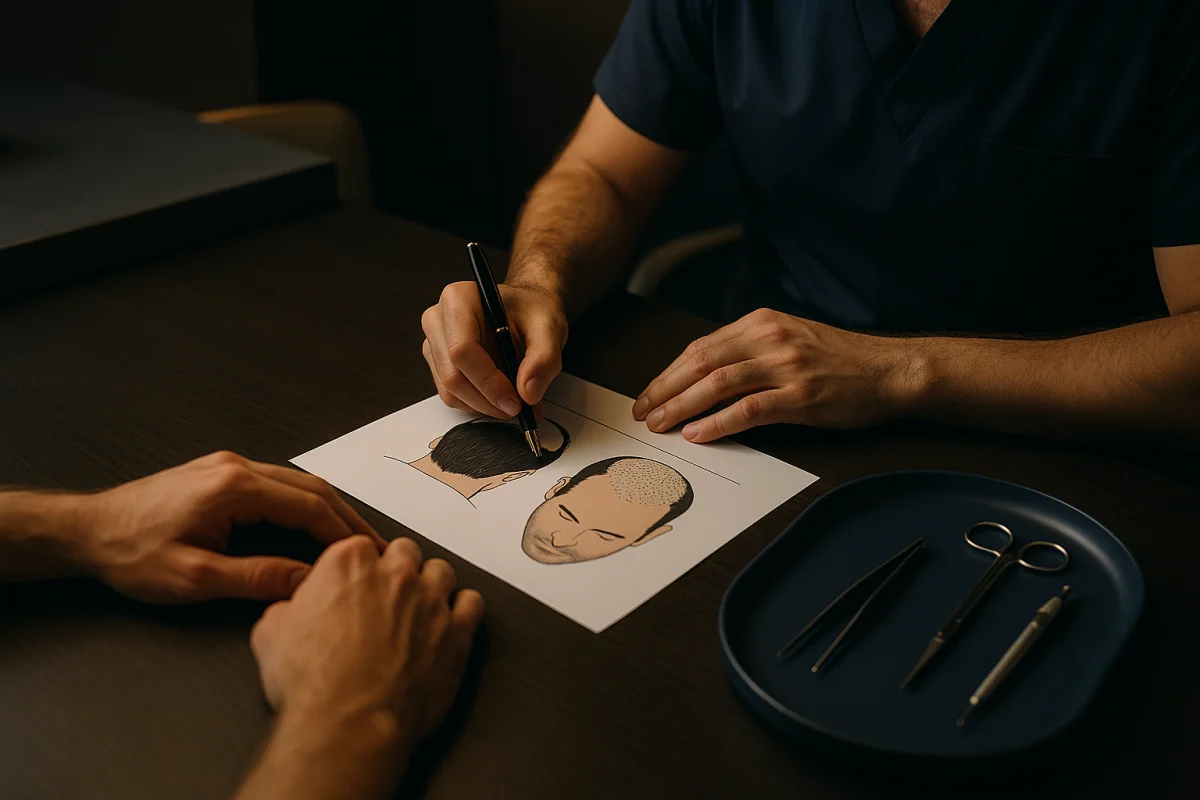 Hair transplant graft planning consultation