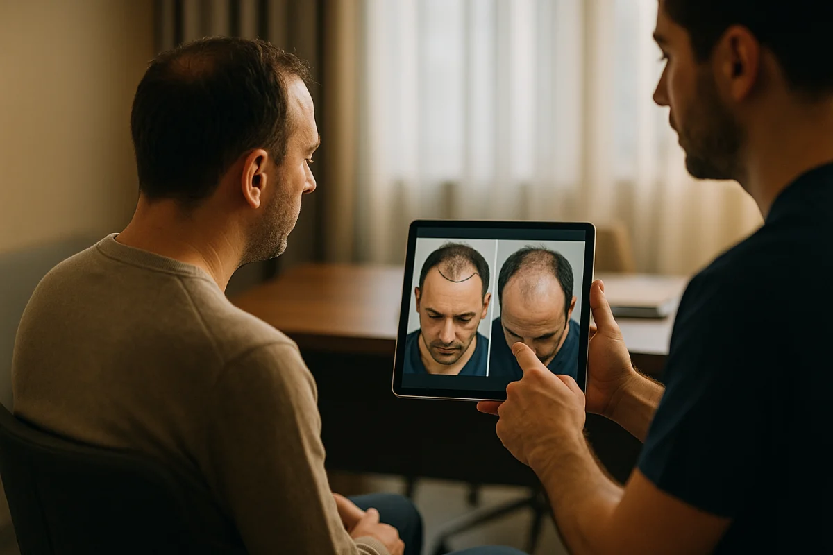 Hair transplant recipient-area planning consultation