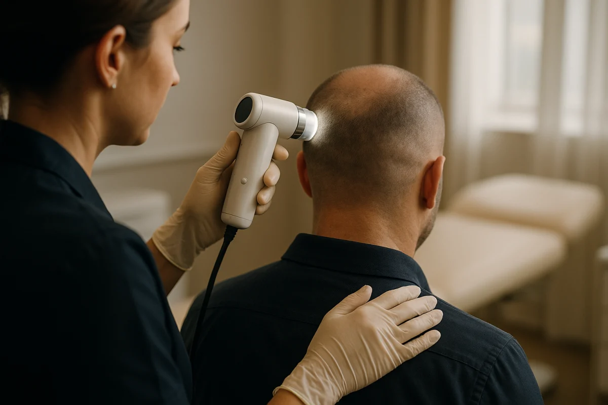 Trichoscopic assessment of donor hair density