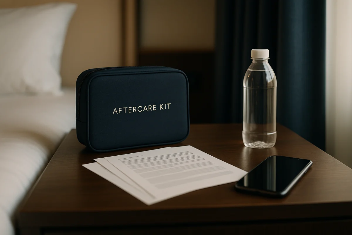 Hair transplant aftercare kit during recovery