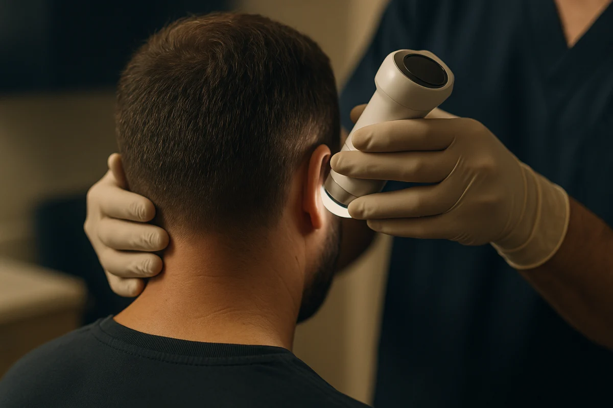 Trichoscopic assessment of a hair transplant donor area