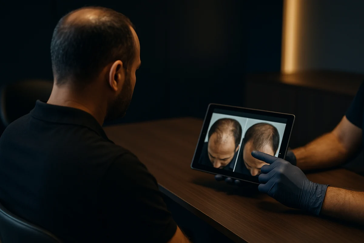 Hair transplant consultation and scalp assessment