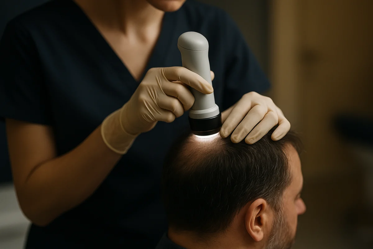 Trichoscopy assessment of crown hair thinning