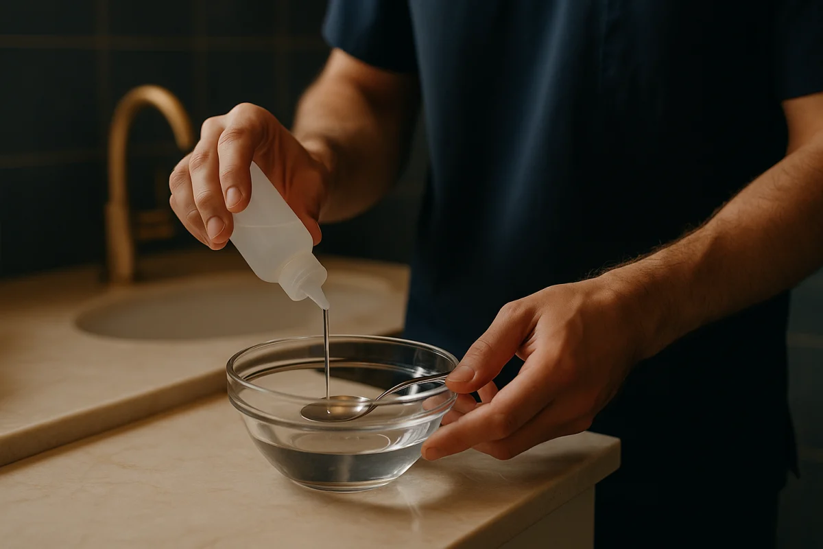 Preparing a diluted scalp rinse