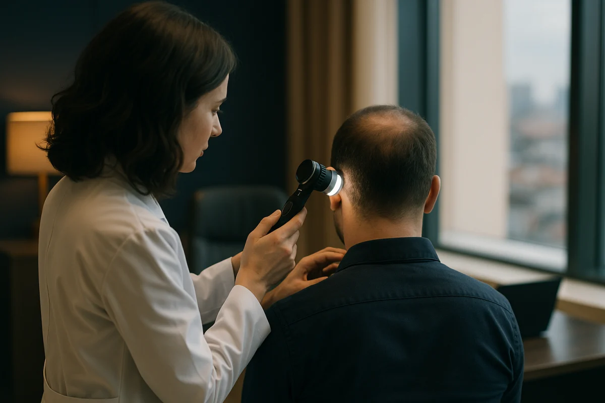 Trichoscopic scalp examination in clinic
