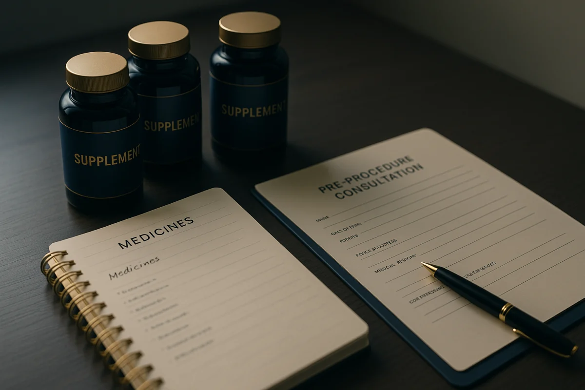 Supplements listed before a hair transplant consultation