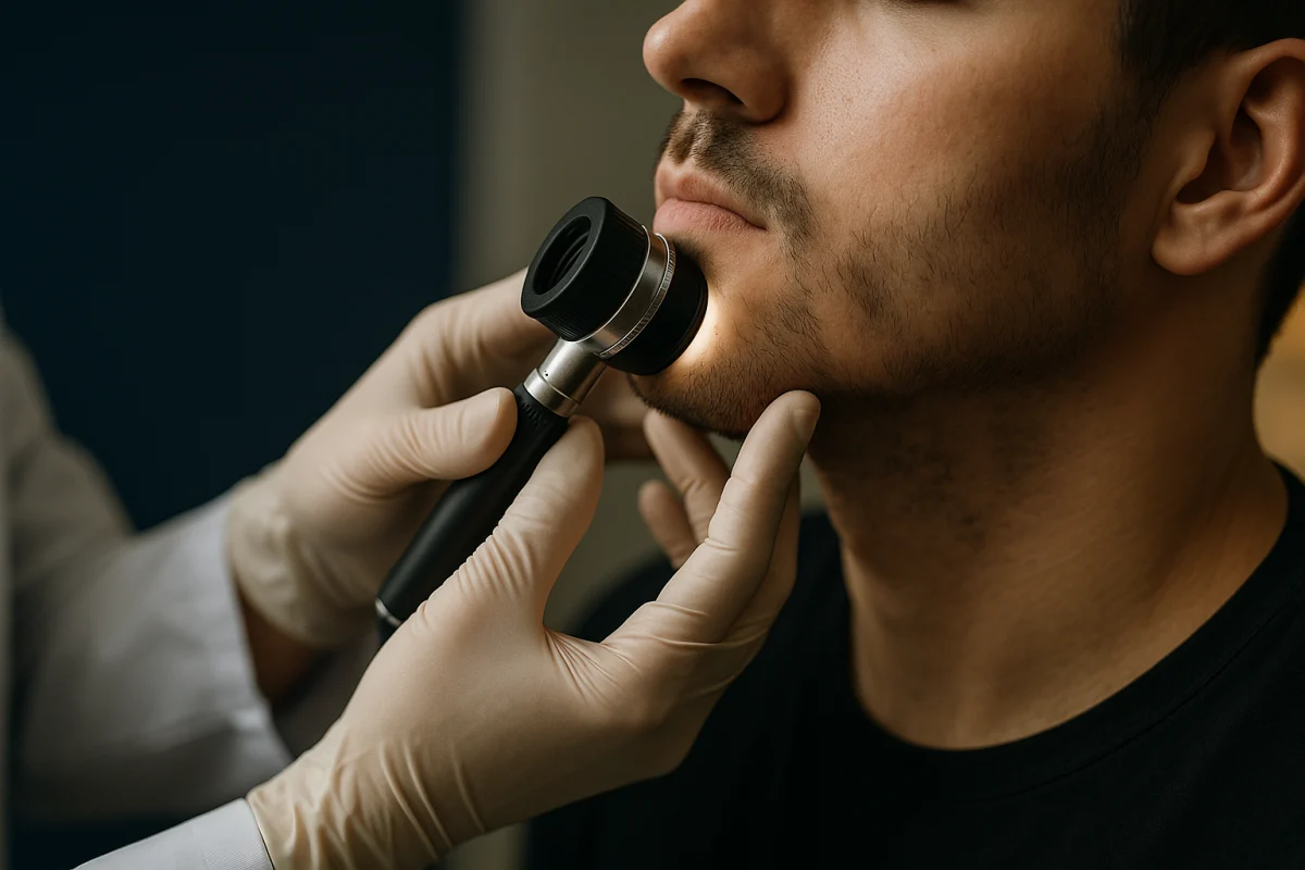 Dermatoscope assessment of patchy beard hair