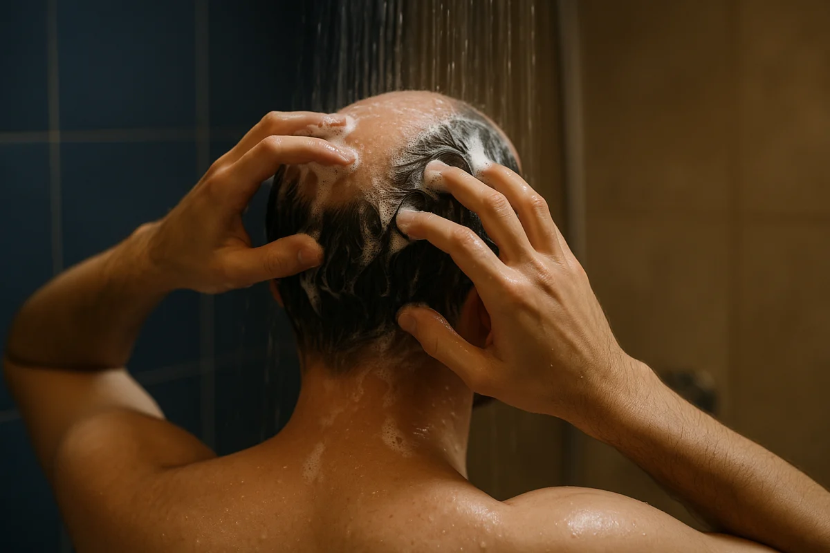 Gentle scalp washing during active hair shedding