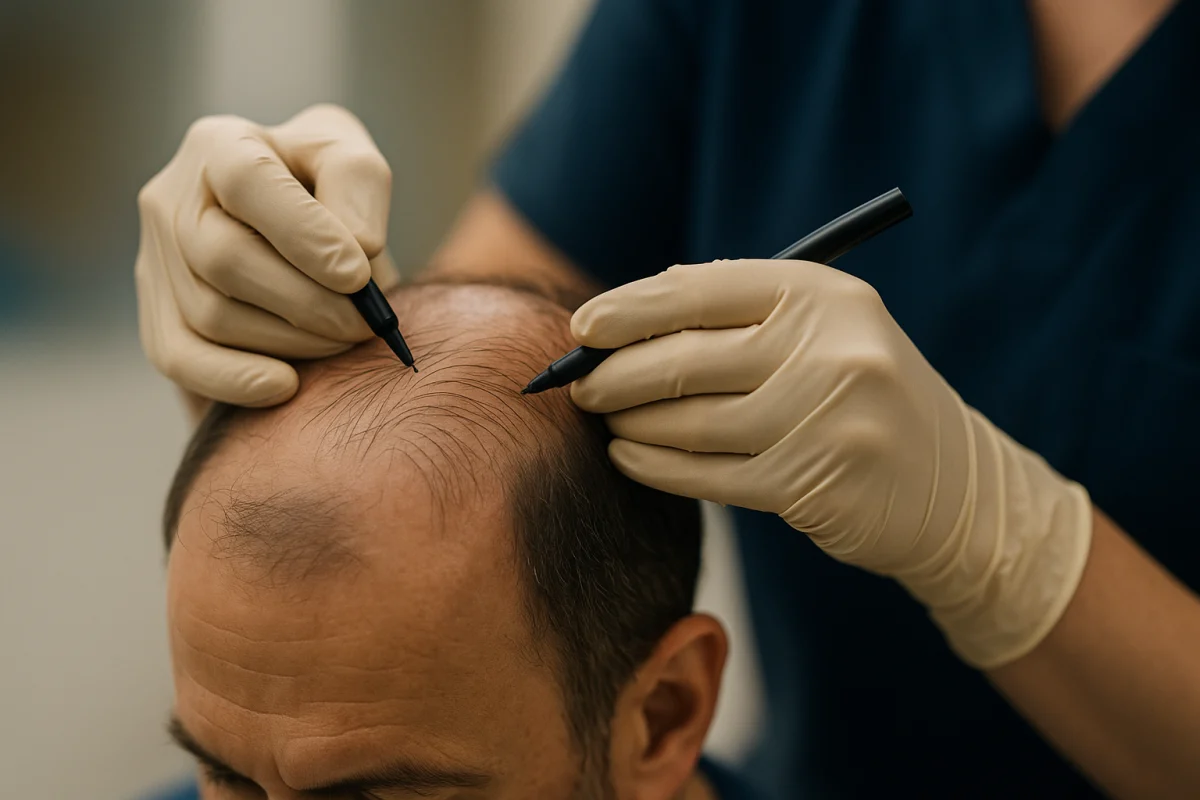 Crown graft direction mapping before transplantation