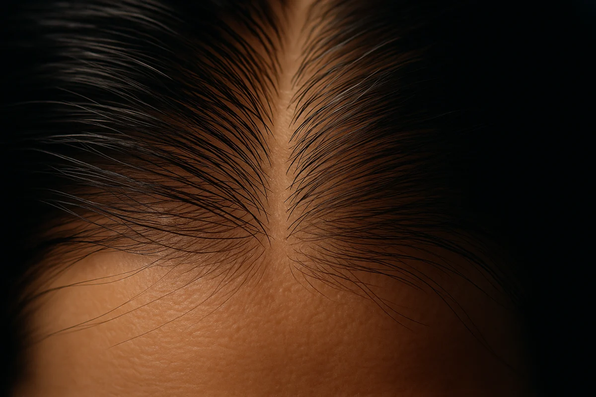Scalp hair showing natural follicular unit patterns