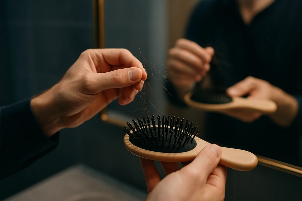 Hairbrush showing normal postpartum shedding