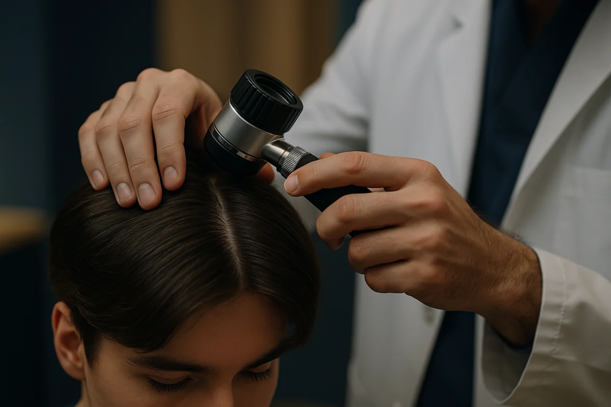 Trichoscopic scalp examination for hair thinning
