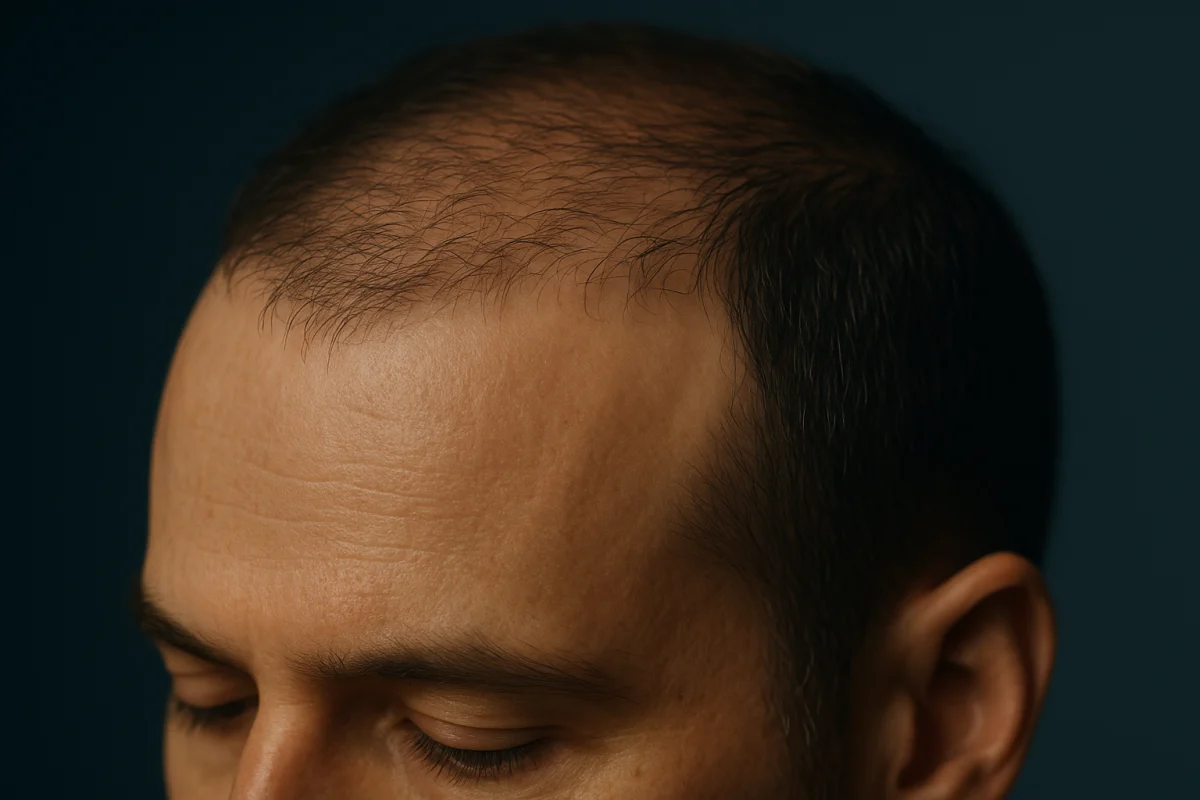 Natural irregular hairline and temple transition