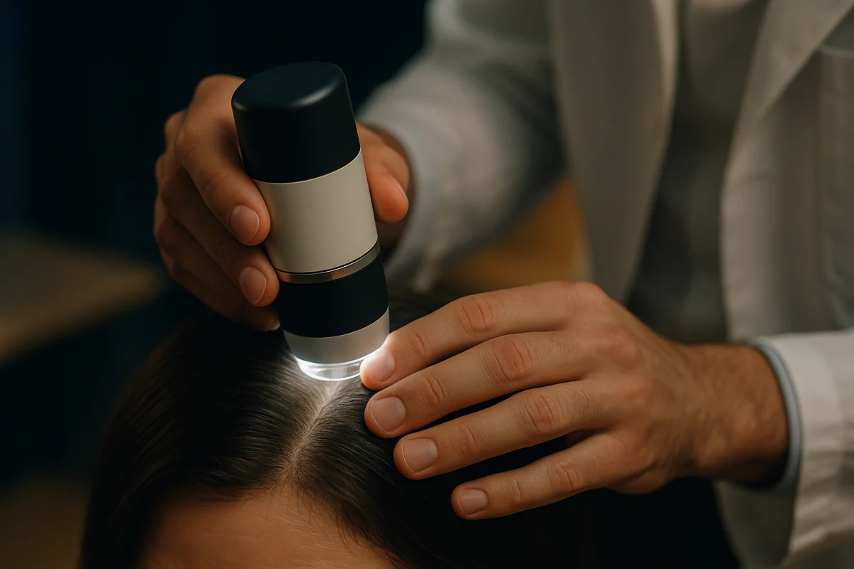 Trichoscopy examination of early hair thinning