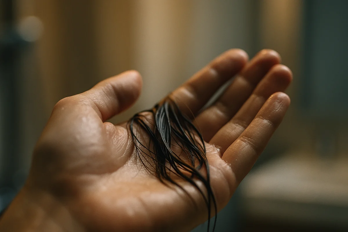 Hair strands seen after showering
