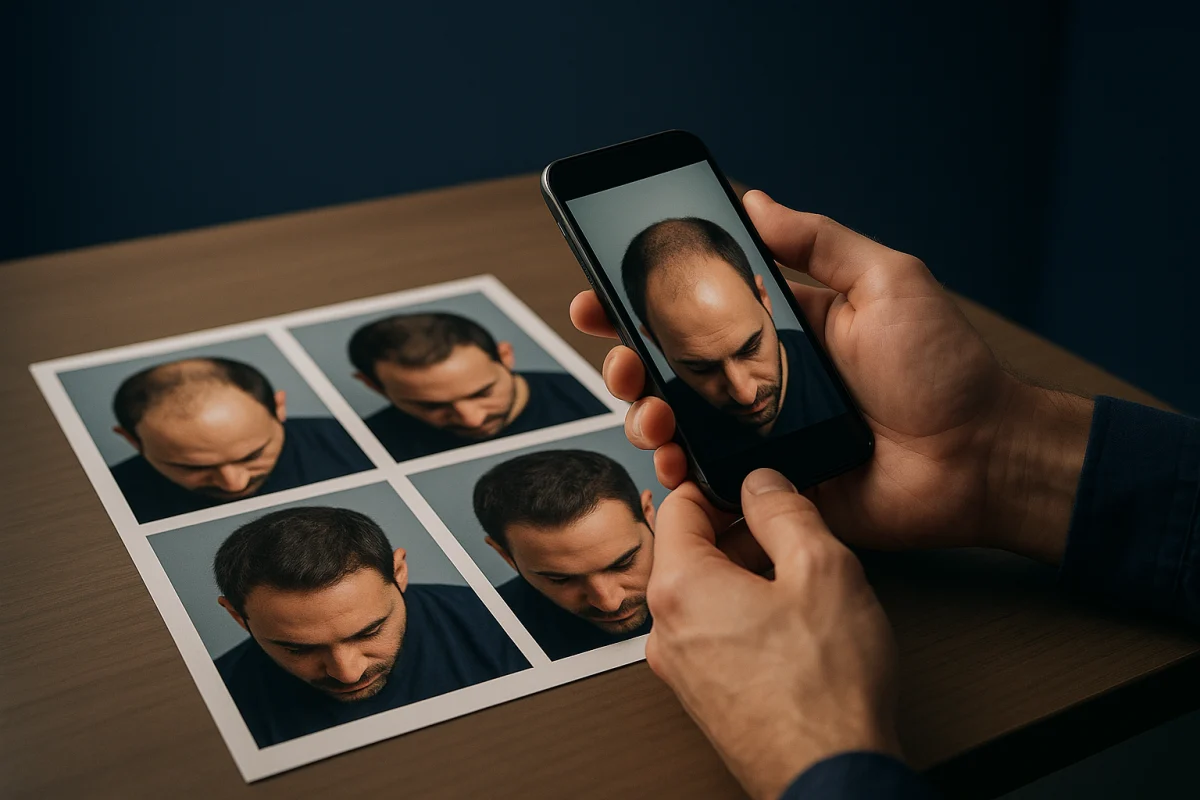 Comparing hairline photographs over several months