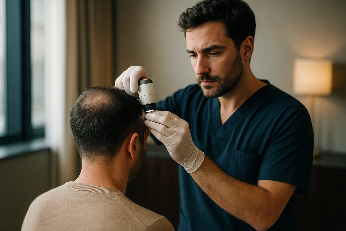 Trichoscopic examination of the frontal hairline