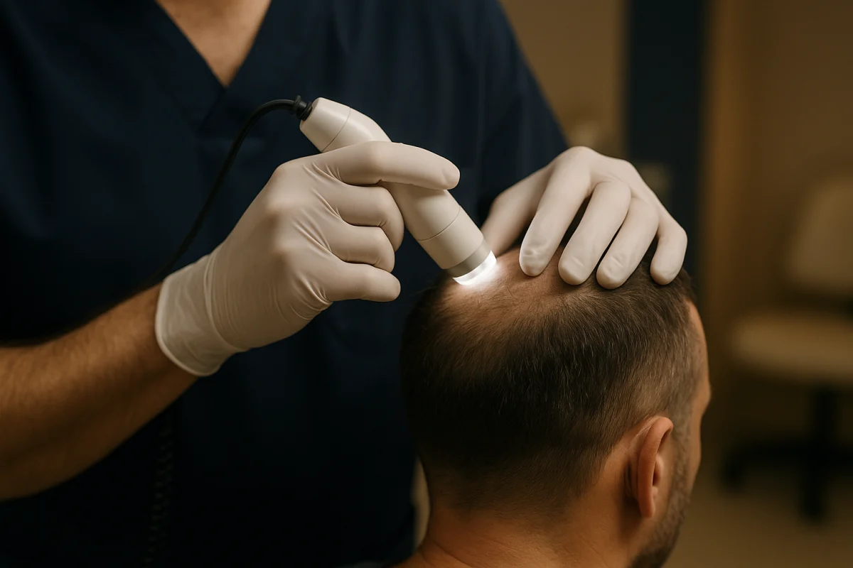 Trichoscopic assessment of scalp and donor hair