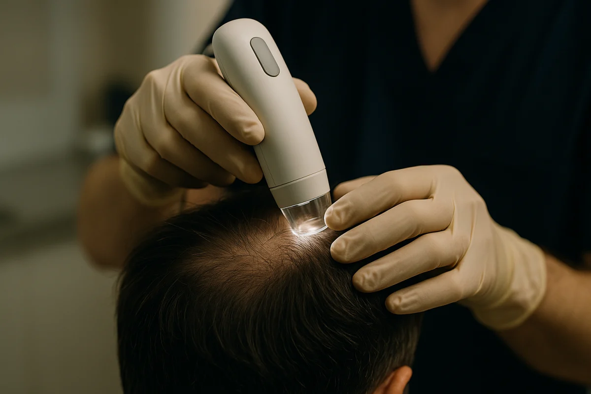 Trichoscopic examination of scalp hair density