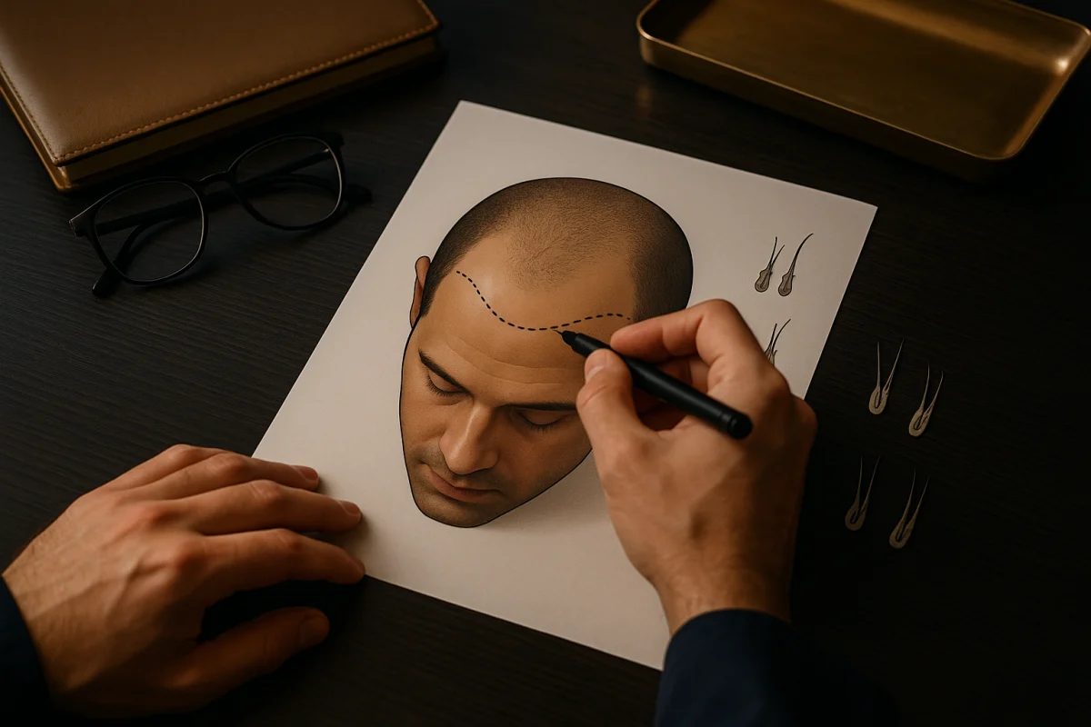 Hairline and graft placement planning